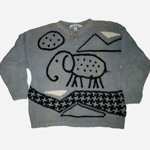 Vintage Women's Blue and Grey Sweater